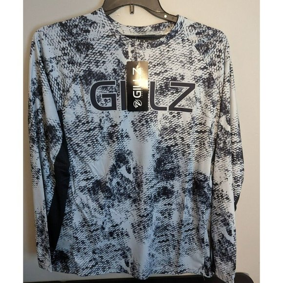 Gillz Men's LS UV Tournament Series V2 Gray Grunge Print L/S Fishing Shirt Sz Lg - Picture 1 of 7
